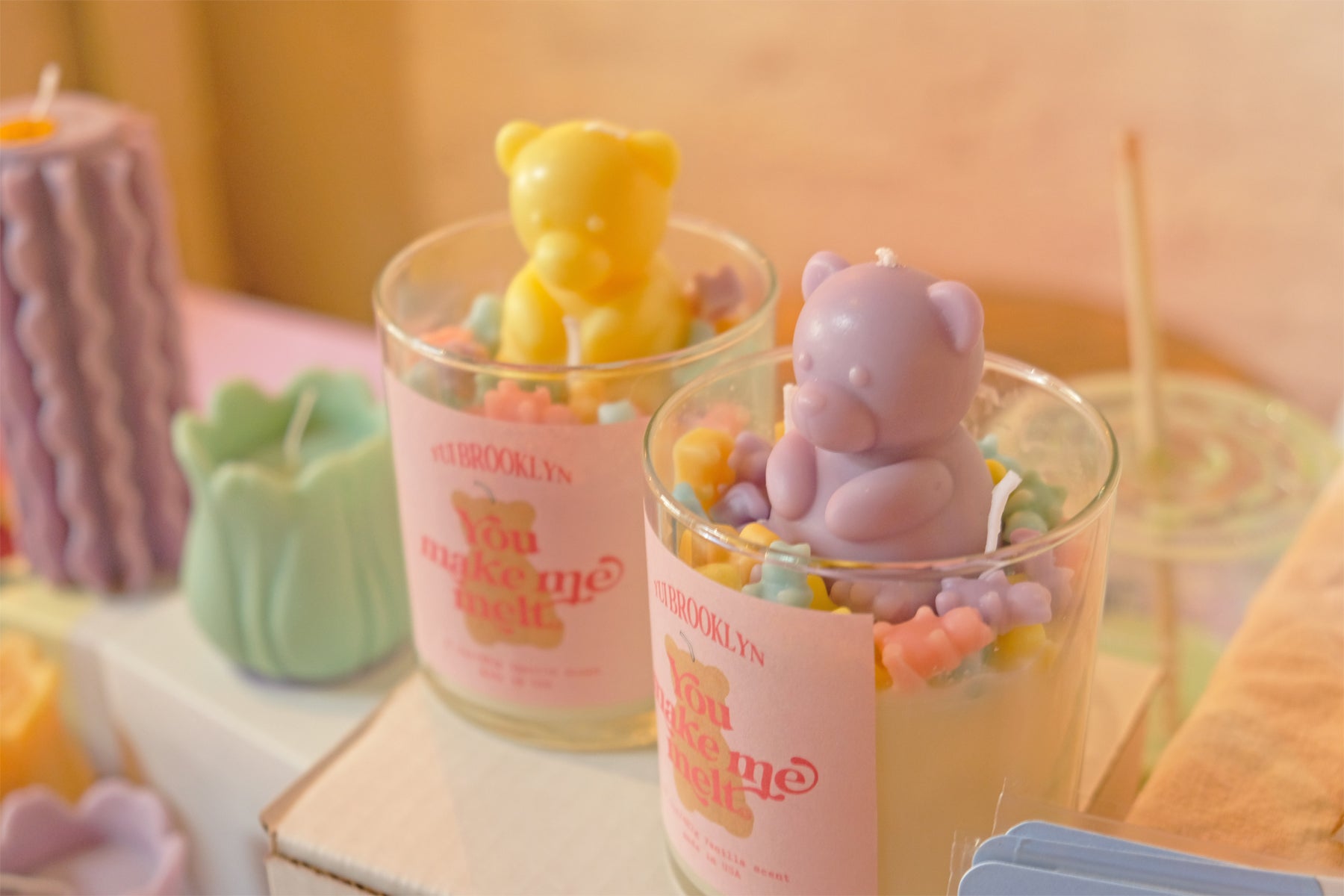 Scented Jar candle with Teddy bear on top │ Soy Wax Candle – Yui Brooklyn