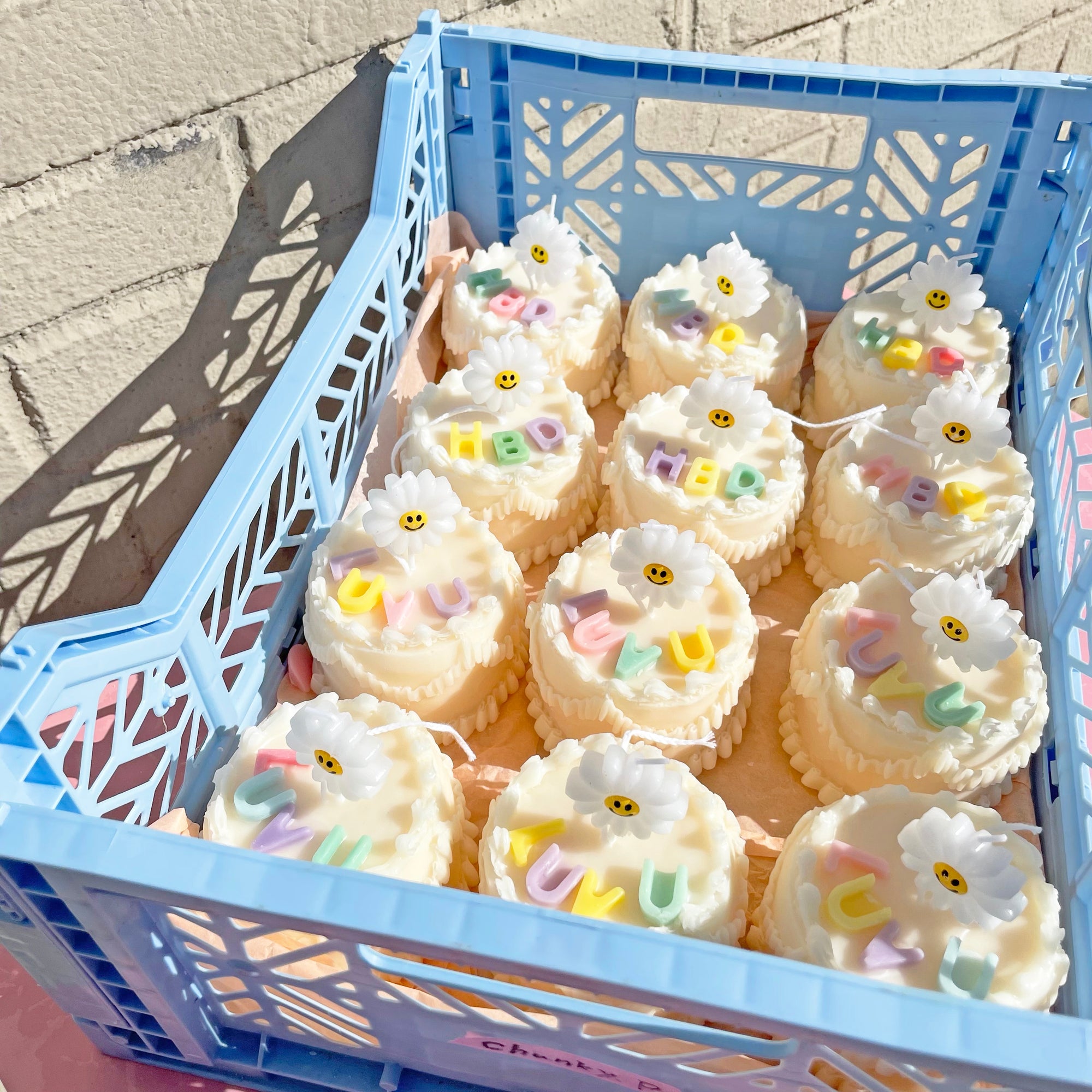 5Pcs/10Pcs Set Daisy Smile Cake Topper Birthday Candles Cute Sunflower with Smile Face