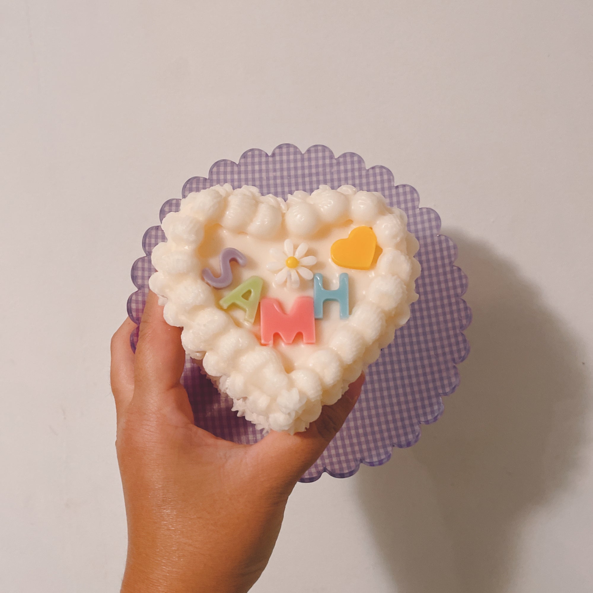 Personalized Heart Cake Shaped Soy & BeesWax Candle