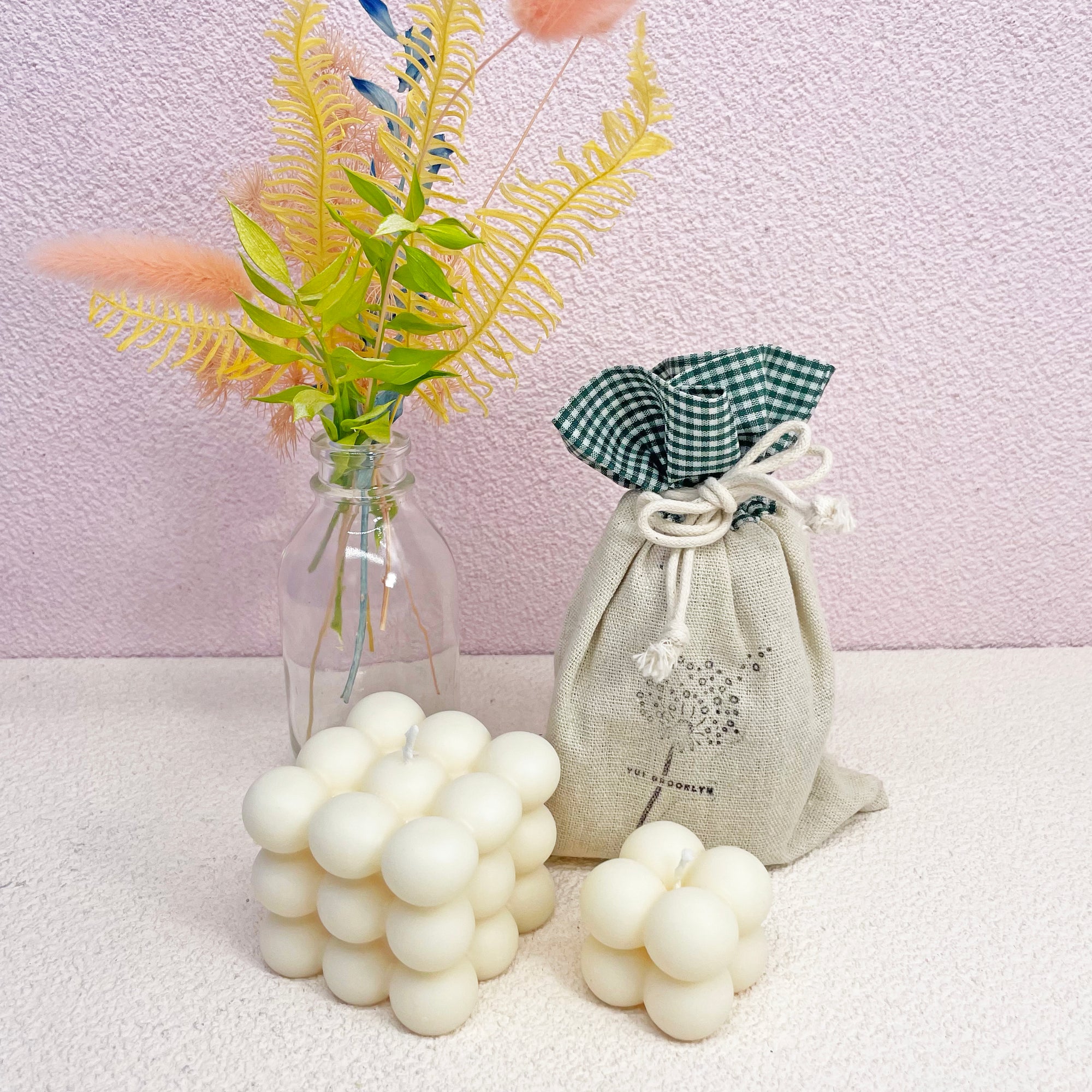 【Ready to ship】Large & Small Bubble Soy & BeesWax Candle + 100% Cotton Bag