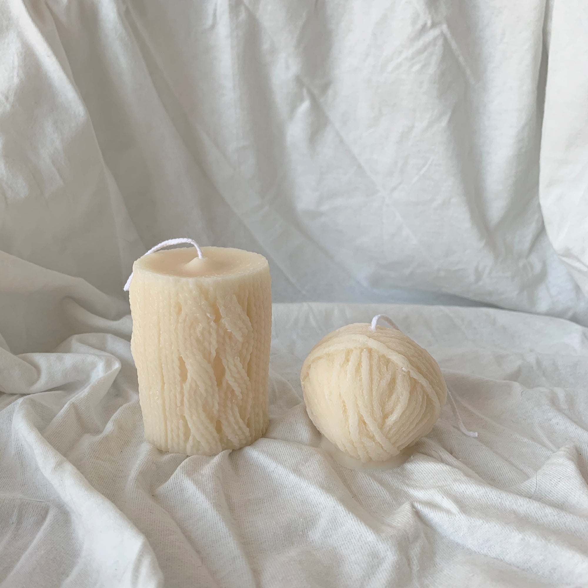【No Color】Yarn Ball Candle & Knitted Candle│ Kawaii Candle