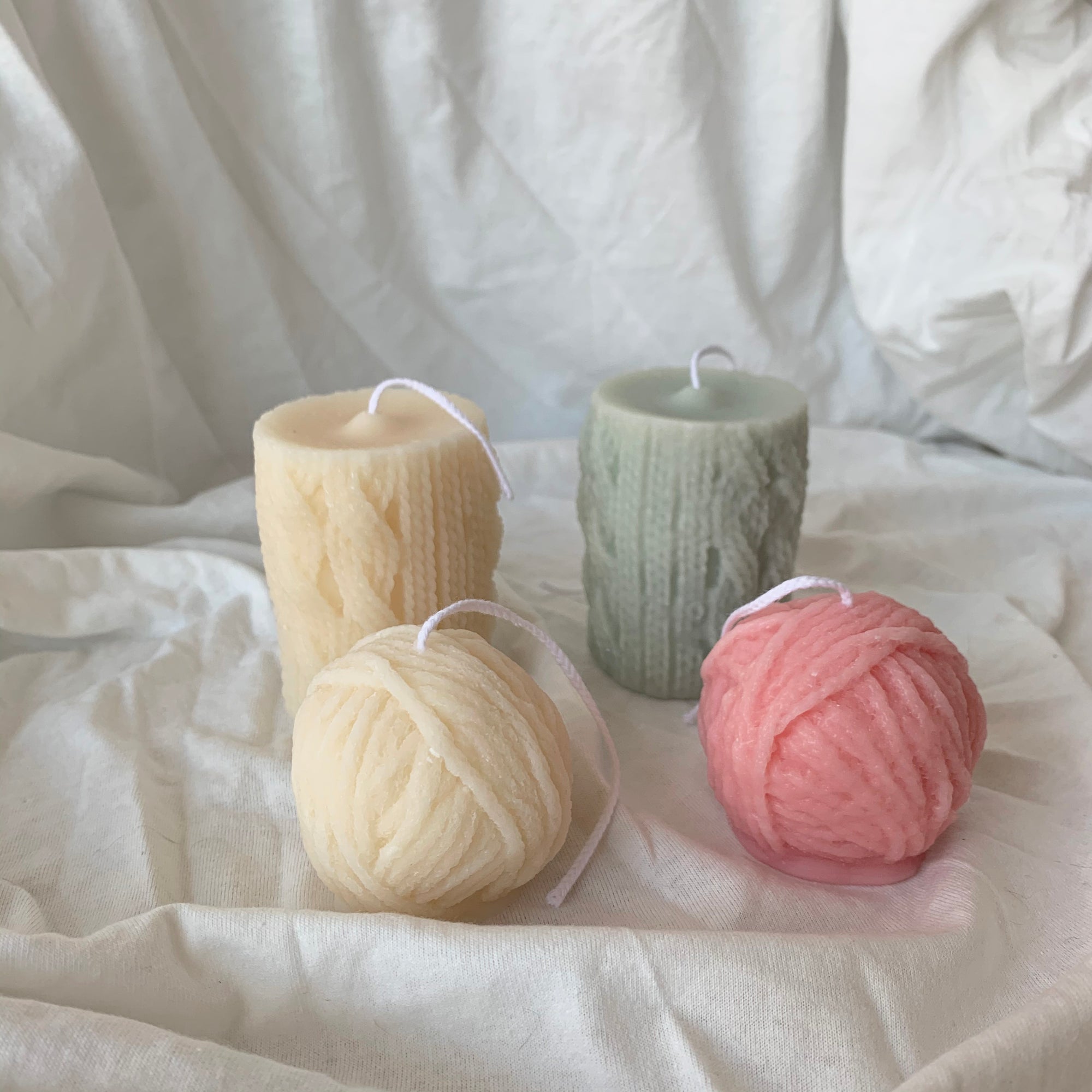 Colorful Yarn Ball Candle & Knitted Candle│ Kawaii Candle