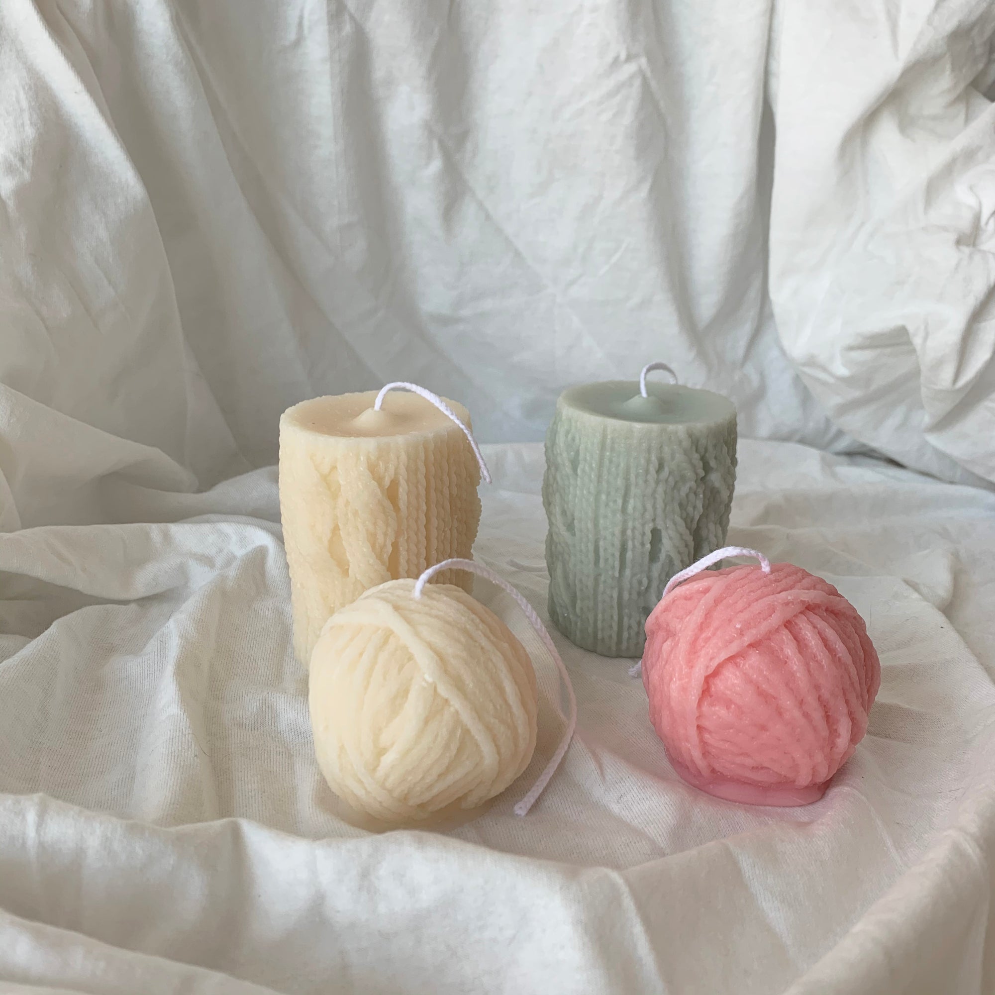 【No Color】Yarn Ball Candle & Knitted Candle│ Kawaii Candle