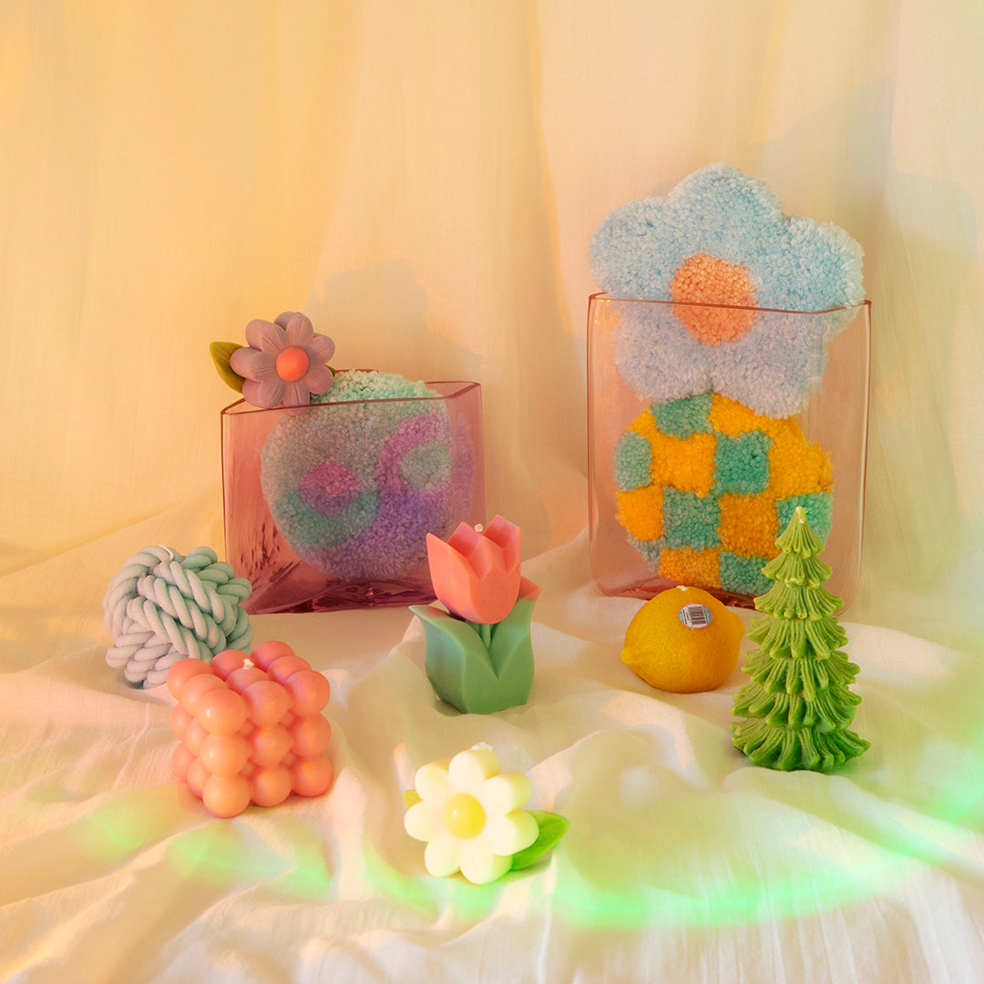 Candle Zabuton【Flower】│ Candle rug, Punch needle coaster