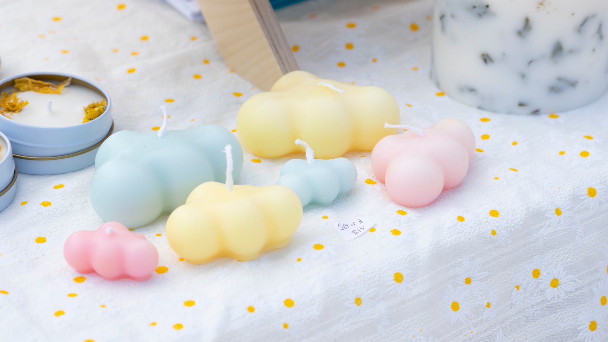 Pastel Color Cloud Candles set of 3 │ Kawaii Candle