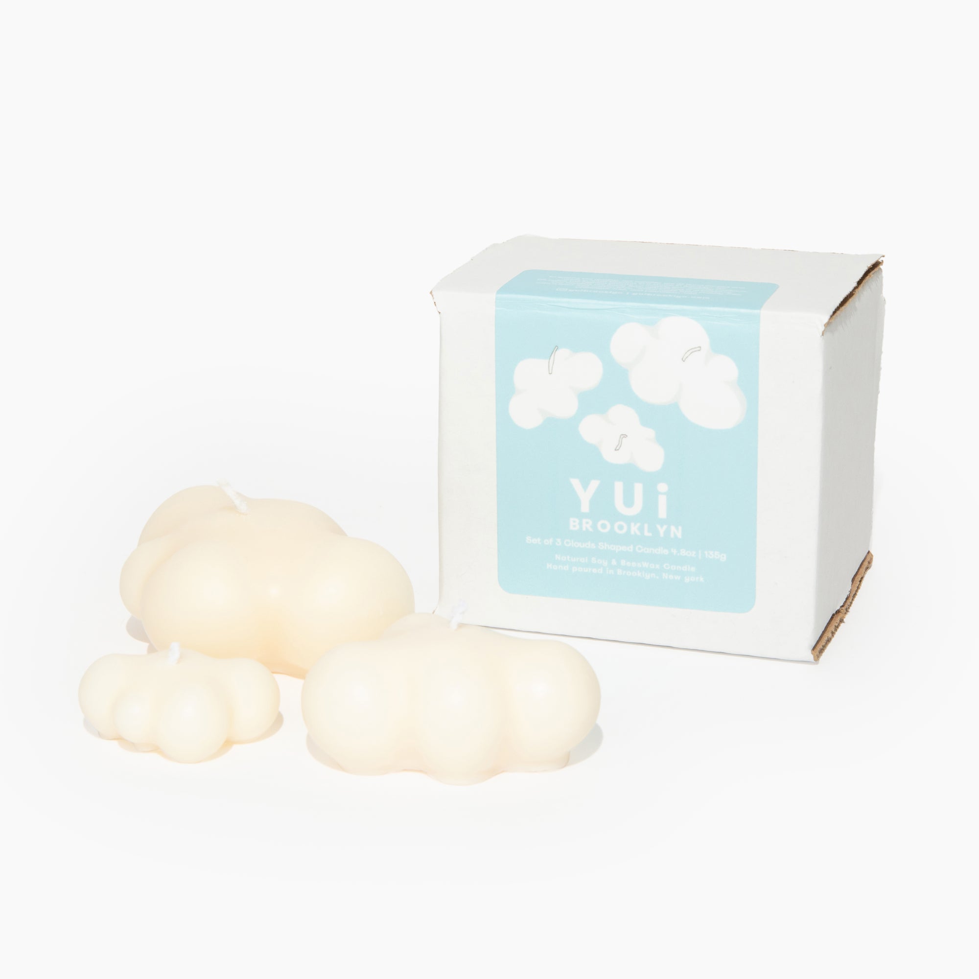 【Ready to ship】Set of 3 Cloud Shaped Soy & BeesWax Candle